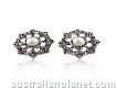 Pearl Earrings With Marcasite In Sterling Silver