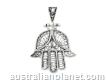 Buy Hand Of Fatima Pendant In Sterling Silver Jewellery