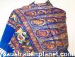 Woven Wool Kashmiri Embroidered Blue Pashmina Shawl -
