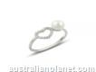 Sterling Silver Heart Ring With Cultured Fresh Water Pearl -