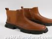 Beautiful Brown Chelsea Boots Mid Heel Chunky Fake Leather Zip-up Lug Sole Ankle Booties