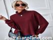 Long Sleeve Rib-knit Polyester Plain Funnel Neck Solid Top Discount