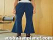 Womens Navy Blue High Waist Zipper Flare Leg Pants