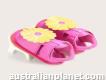 Ladies Hot Pink Appliques Round Toe Pu Leather Baby Girl Floral Velcro Strap Sandals