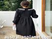 Black Frill Peter Pan Collar Midi Dazy Trim Lantern Sleeve Dress Fashion