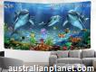 Wall Hanging 3d Tapestry Of Dolphin Trio For Home Décor