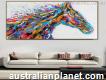 Buy Multi Colour Horse Face Canvas Painting For Wall Decor By Arttree