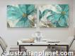 Buy Classic Teal Flowers Artwork For Office Wall D