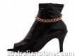 Zipper Dance Boots Black Patent with Removable Gol